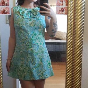 Vintage 1960s floral sleeveless mini dress